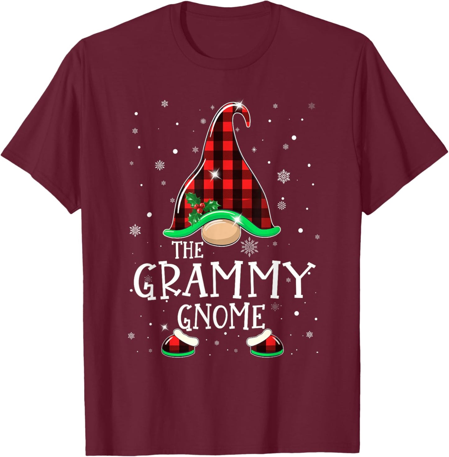 Funny GRAMMY Gnome Buffalo Plaid Matching Christmas Pajama T-Shirt - T-Shirt | Maroon