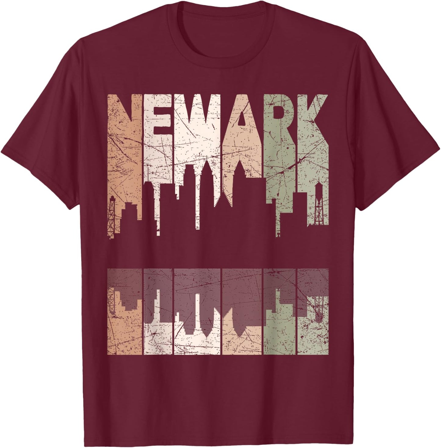Newark Vintage Newark New Jersey Retro Newark Skyline T-Shirt - T-Shirt | Maroon