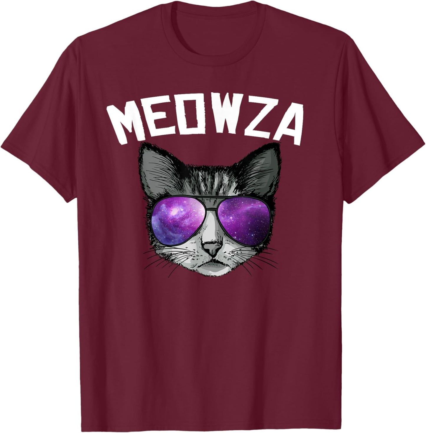 Meowza cool Space cat with sunglasses Men Women Kids T-Shirt - T-Shirt | Maroon