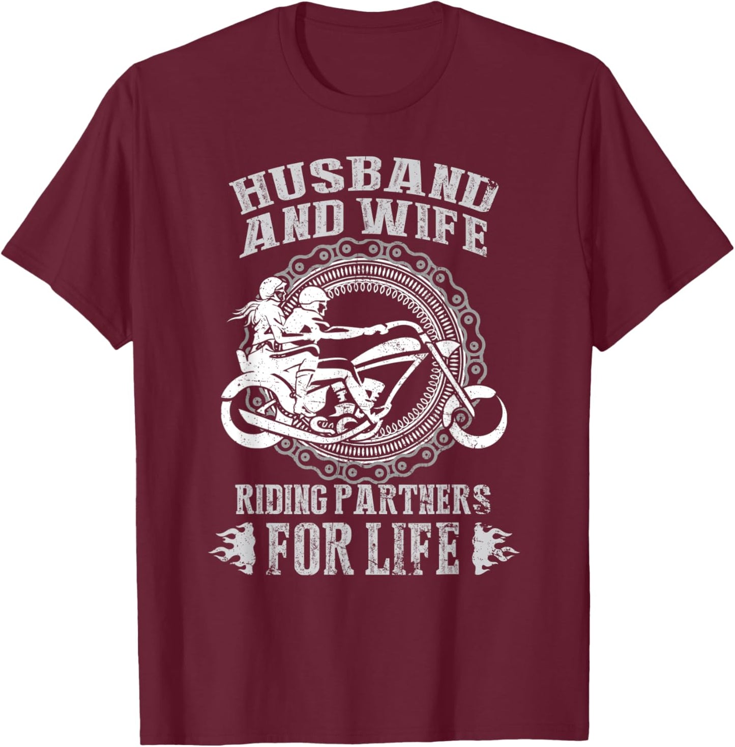 Husband And Wife Riding Partners For Life T-Shirt - T-Shirt | Maroon