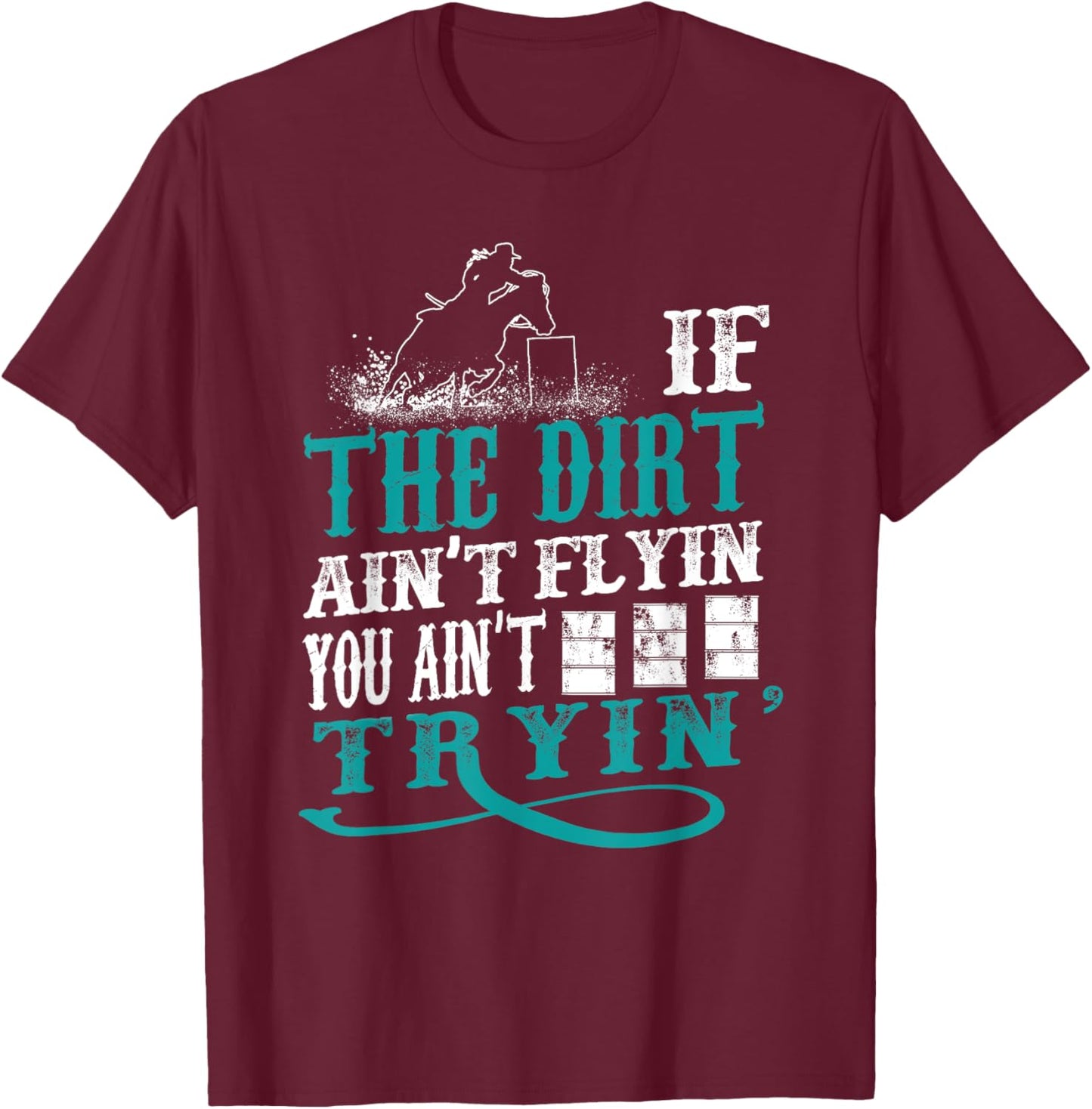 Funny Barrel Racer Outfit For Girls & Women Turquoise Equestrian Archery Small Classic Fit Lace Embellished T-Shirt - T-Shirt | Maroon