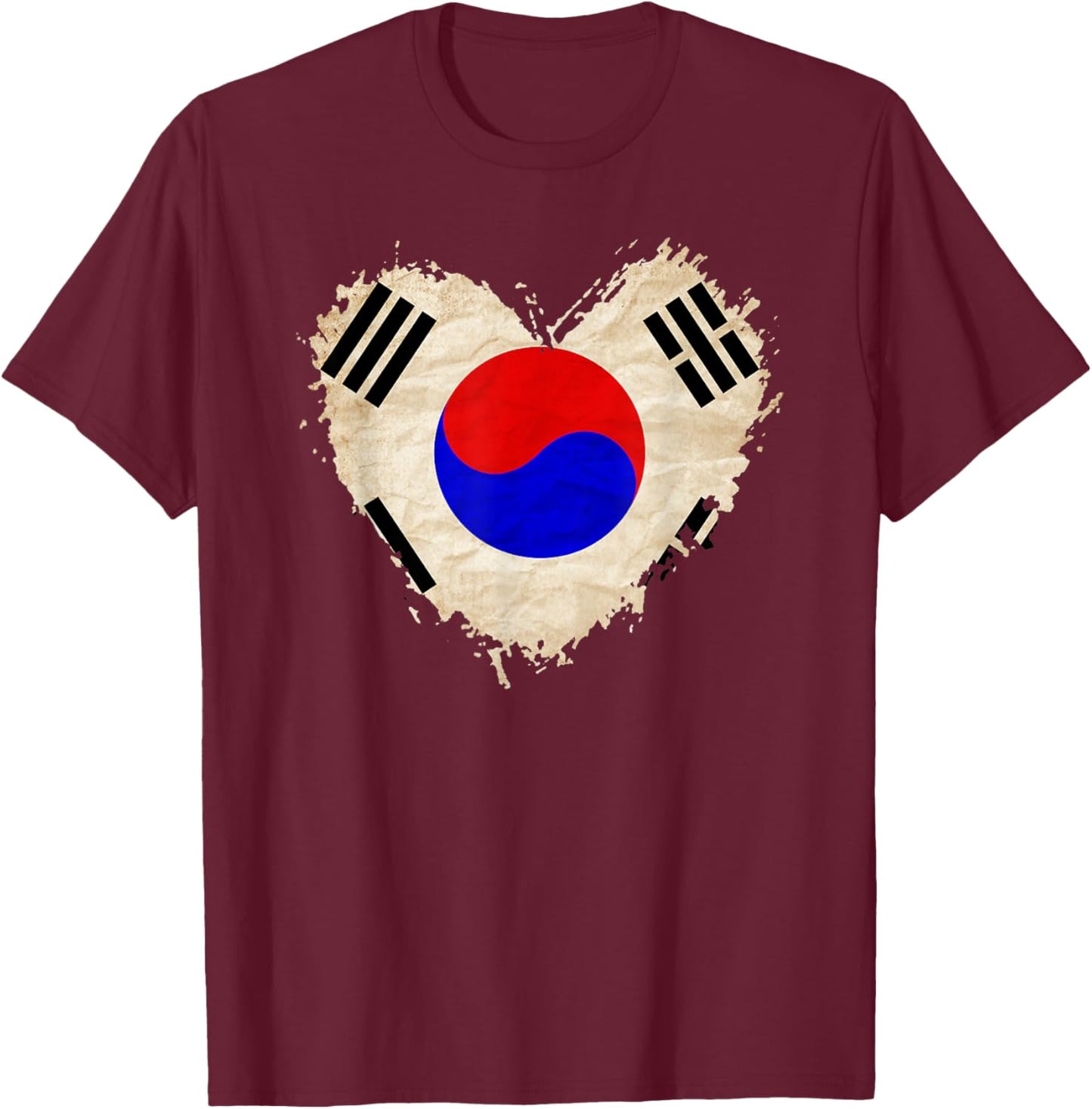 South Korea Flag Love Heart Patriotic Mom Dad Family School T-Shirt - T-Shirt | Maroon