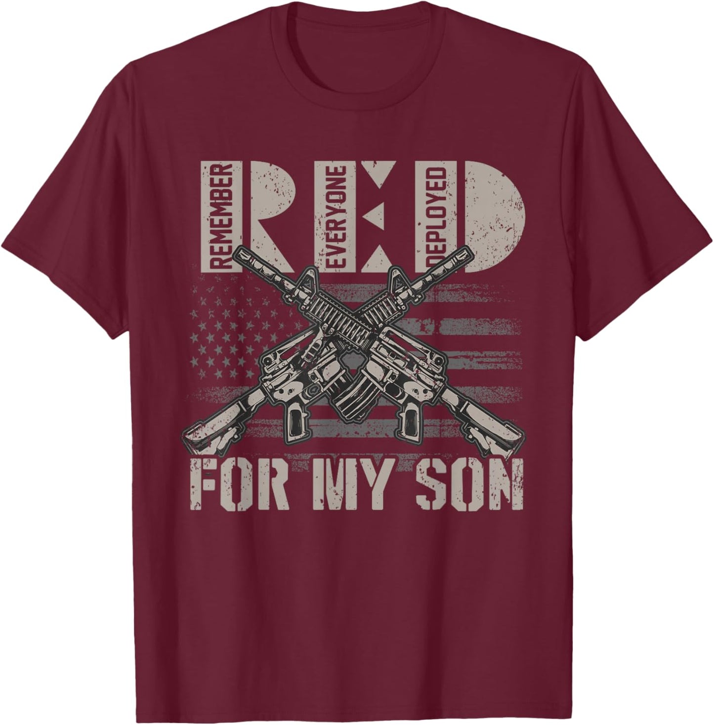 I Wear Red For My Son Red Friday Soldier Military Mom T-Shirt - T-Shirt | Maroon