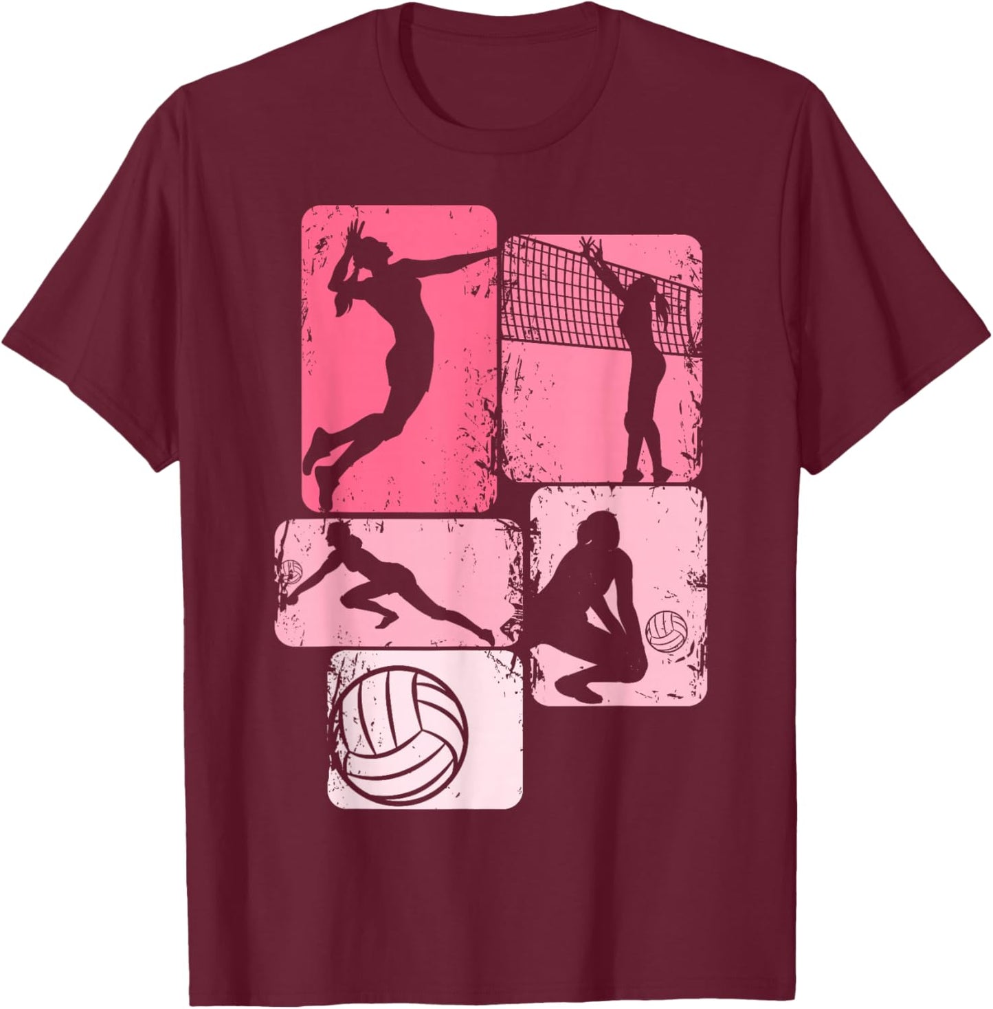 Volleyball Girls Women Youth Girl Player T-Shirt - T-Shirt | Maroon