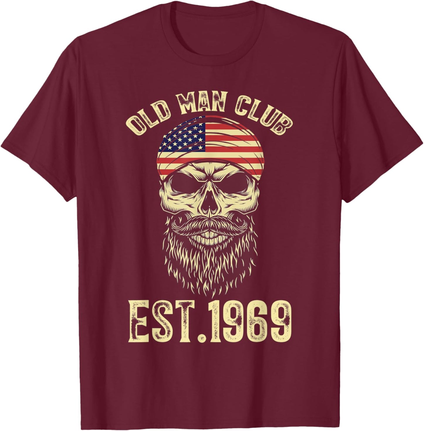 mb Old Man Club 52nd Birthday Gift Born In 1969 Est 52 Year T-Shirt - T-Shirt | Maroon