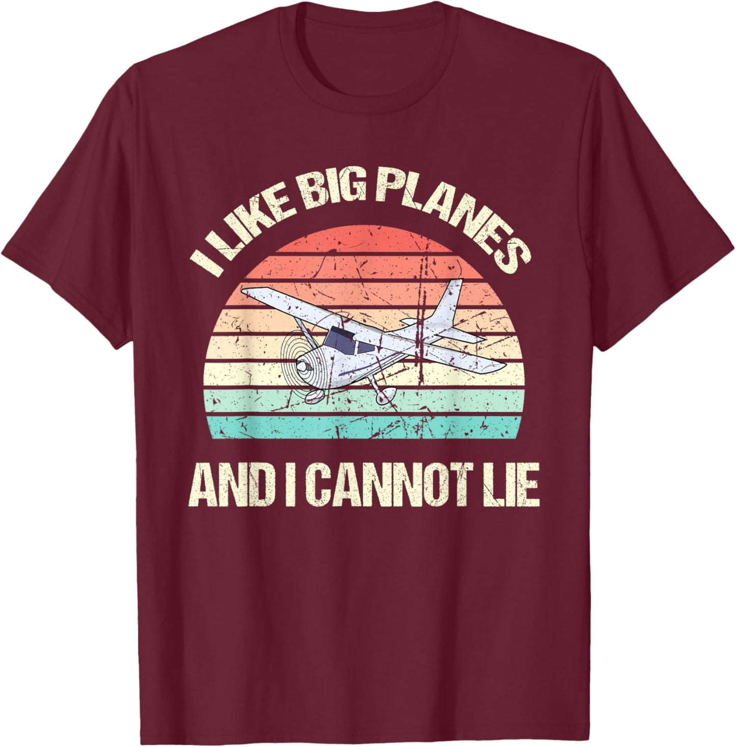 I Like Big Planes Funny Airplane Pilot Aircraft Plane Flying T-Shirt - T-Shirt | Maroon