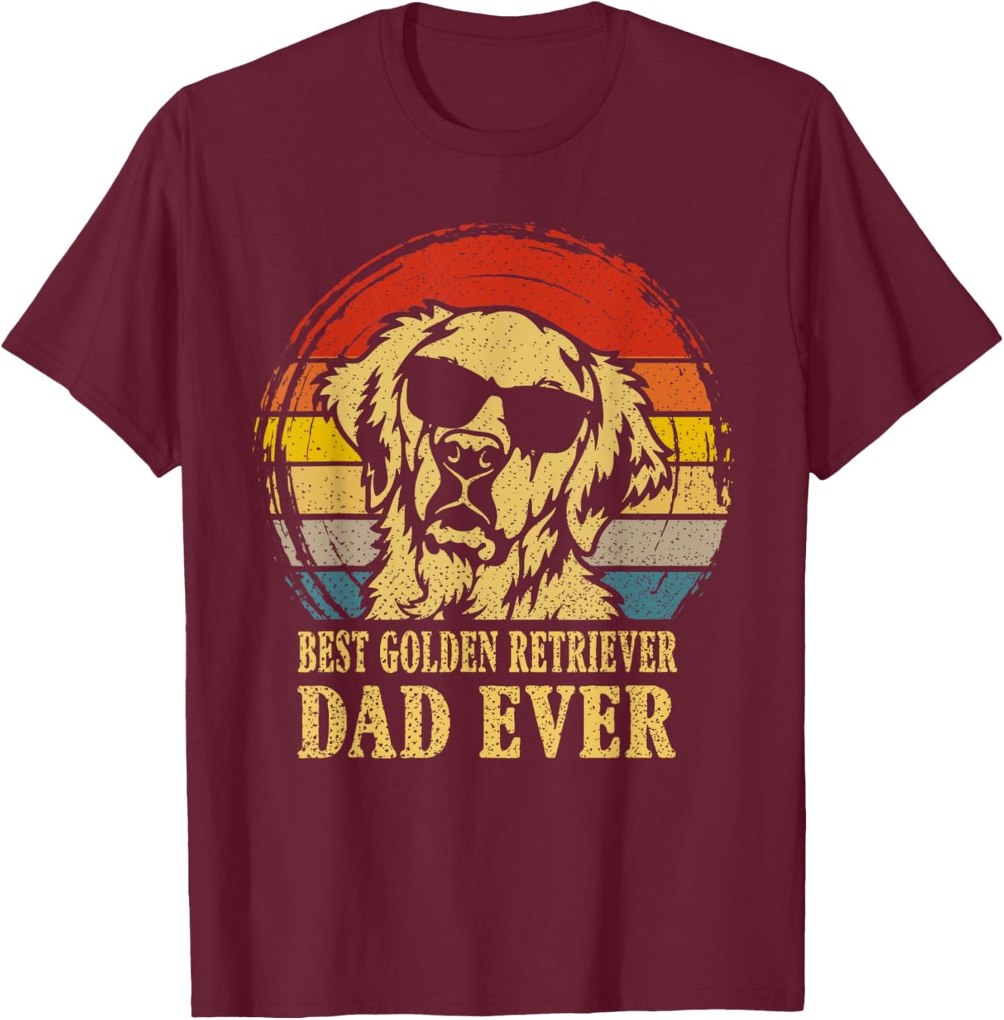 Vintage Best Golden Retriever Dad Ever I Love My Dog Women Kids T-Shirt - T-Shirt | Maroon