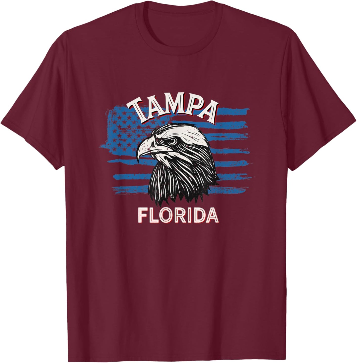 Retro Eagle USA Flag Florida - Vintage Tampa Men T-Shirt - T-Shirt | Maroon