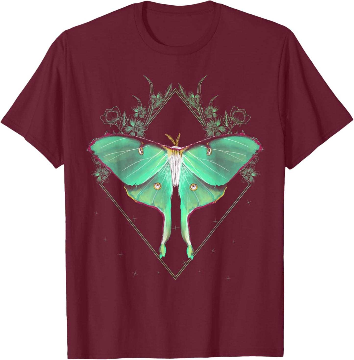 Cute Luna Moth Beautiful Butterfly Insect Lover Themed T-Shirt - T-Shirt | Maroon