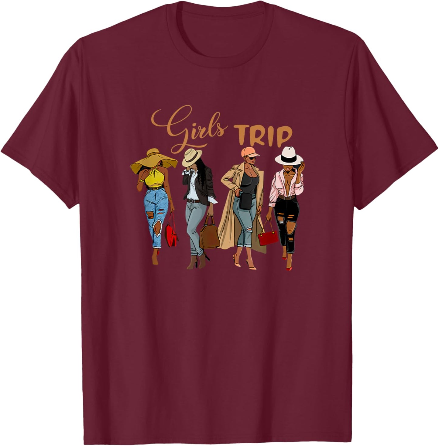 Girls Trip Black Women Queen-Melanin African American Pride T-Shirt - T-Shirt | Maroon