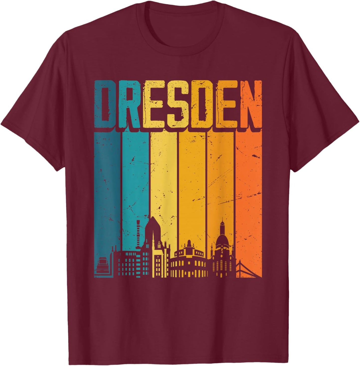 Dresden Skyline Retro Vintage Souvenir Dresden T-Shirt - T-Shirt | Maroon