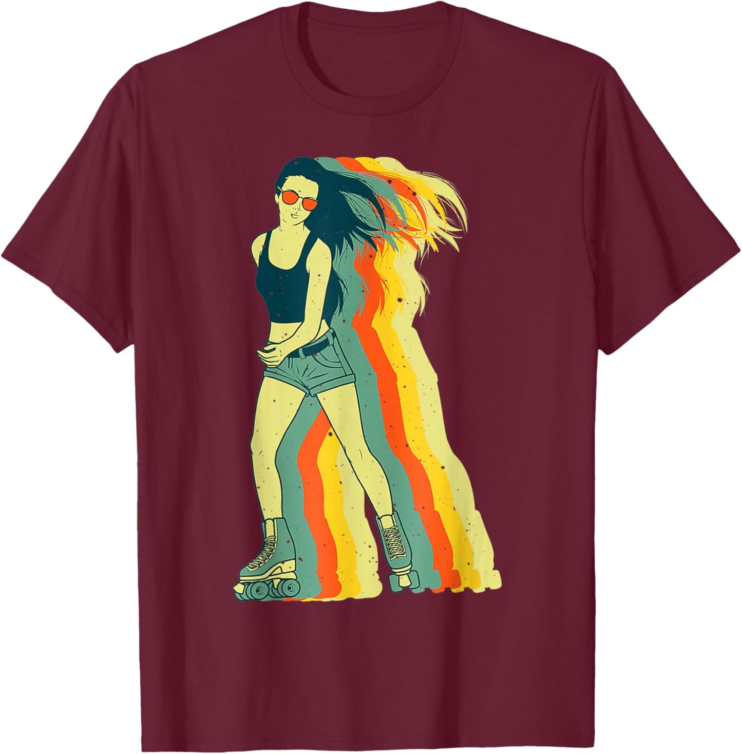 Women Roller Skater Vintage Roller Skating Design For Girls T-Shirt - T-Shirt | Maroon
