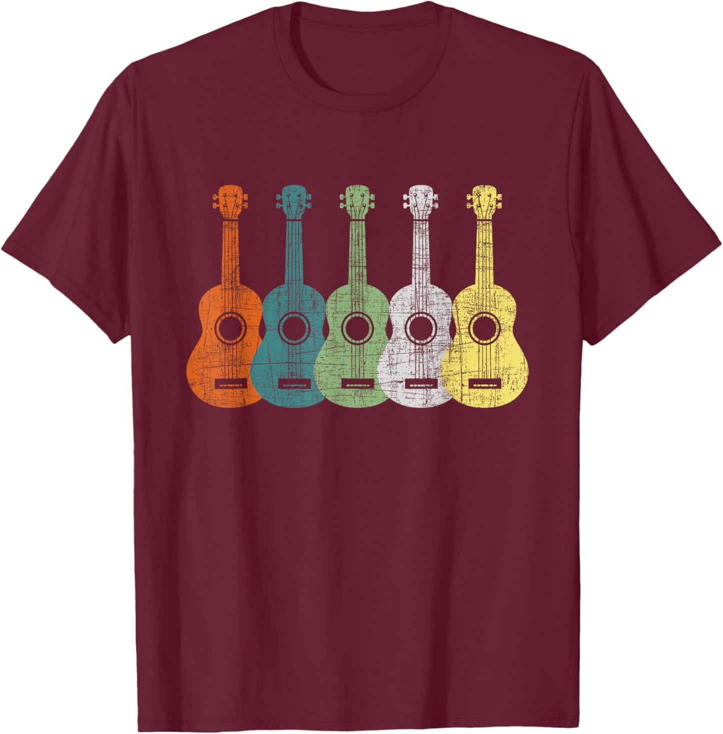 Retro Art Ukulele - Ukulelist Guitarist Music Lover T-Shirt - T-Shirt | Maroon