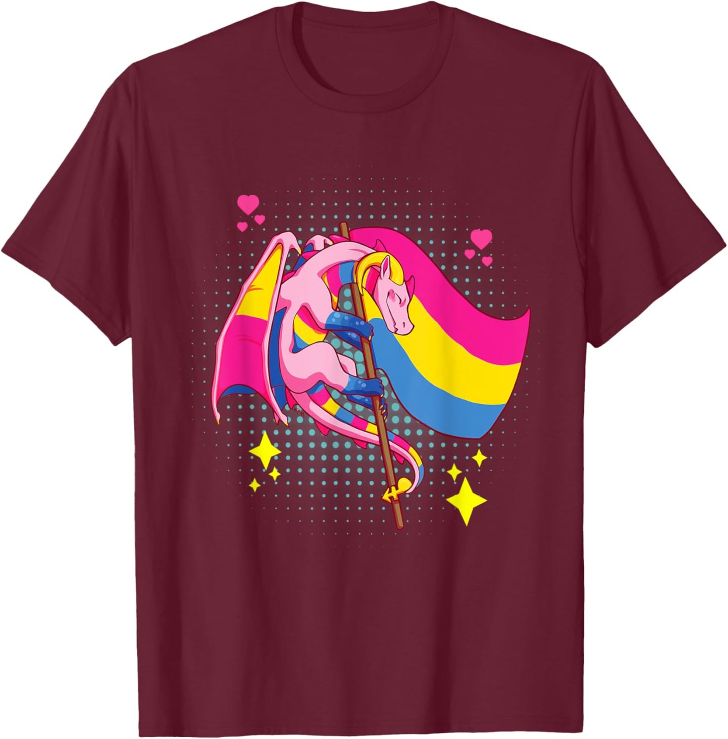 Pansexual Pride Stuff Pan Dragon Video Game Geek T-Shirt - T-Shirt | Maroon