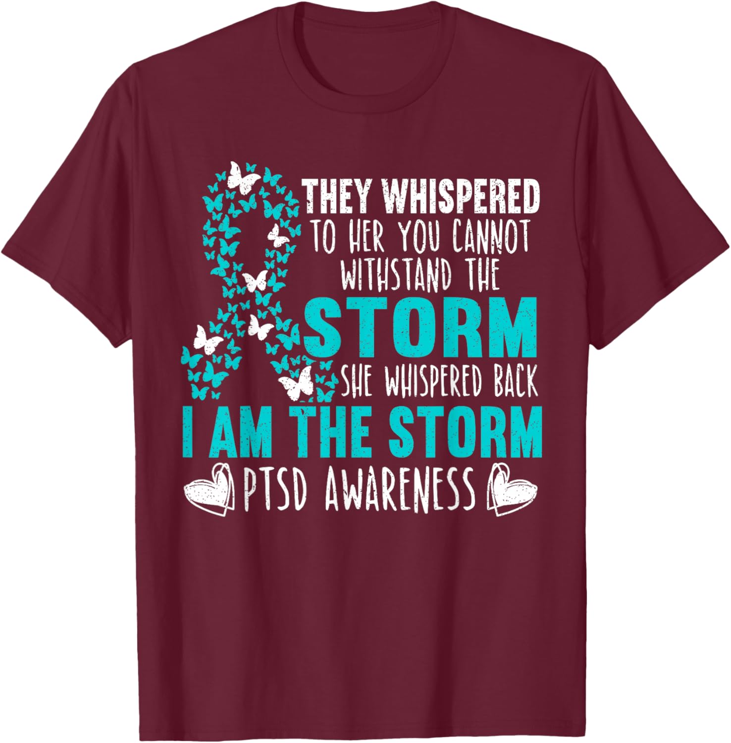 PTSD Awareness Butterfly Posttraumatic Stress Disorder T-Shirt - T-Shirt | Maroon