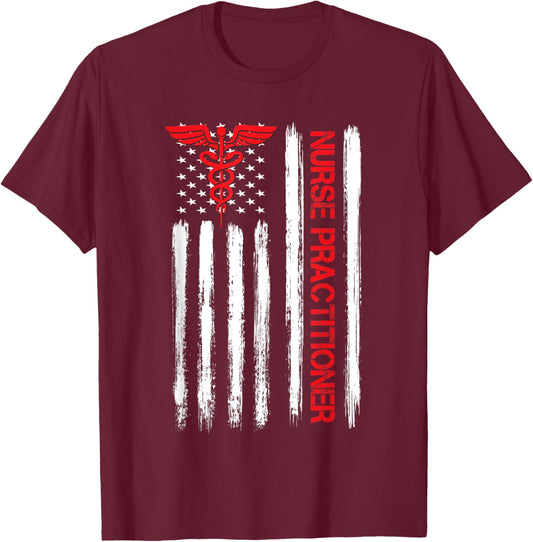 American Flag NP Nurse Practitioner Graduation Gifts T-Shirt - T-Shirt | Maroon