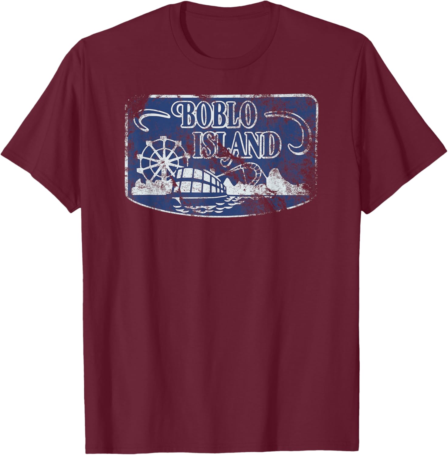 Boblo Island - Detroit - Vintage Distressed Worn Look T-Shirt - T-Shirt | Maroon