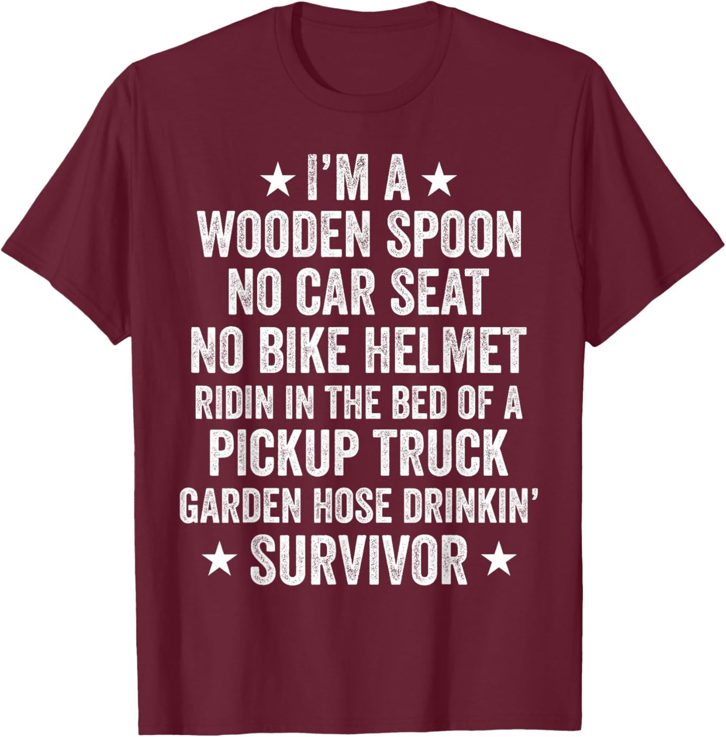 Funny Childhood I'm A Wooden Spoon Survivor T-Shirt - T-Shirt | Maroon