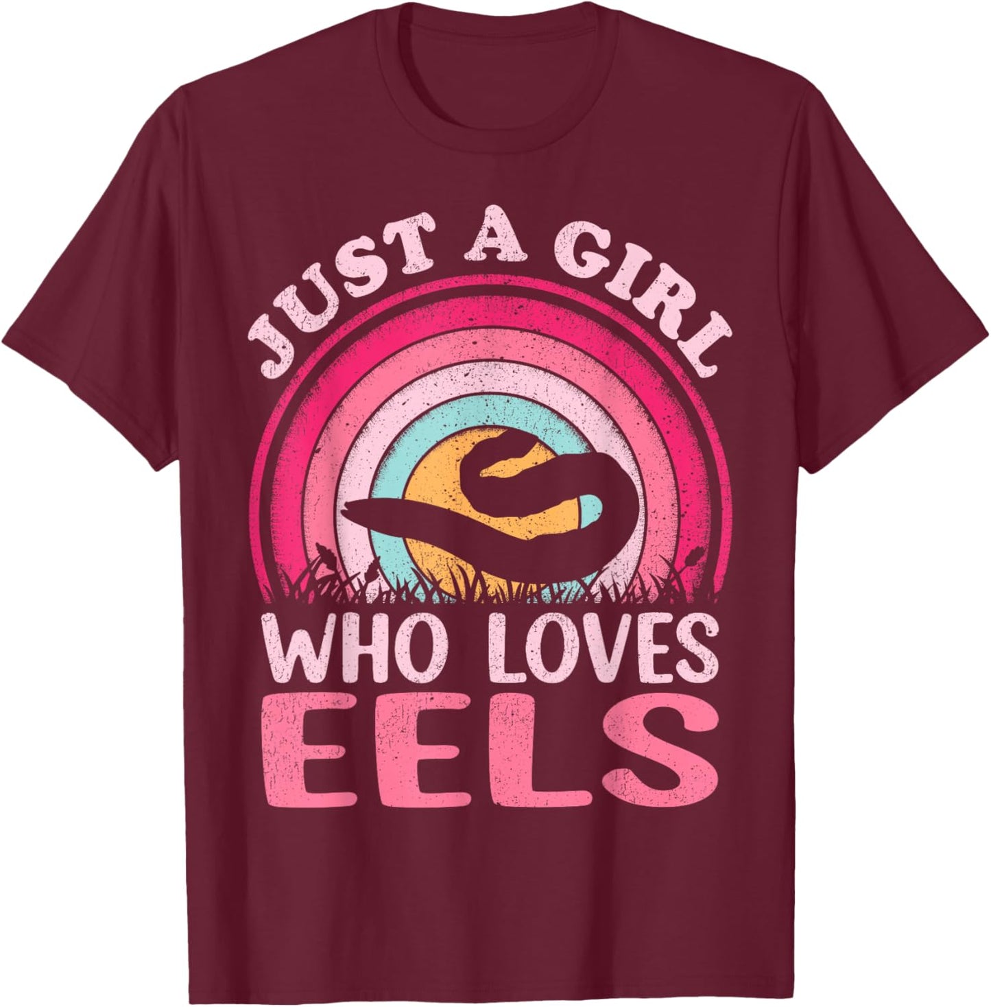 Eel Fish Vintage Retro Just A Girl Who Loves Eels T-Shirt - T-Shirt | Maroon