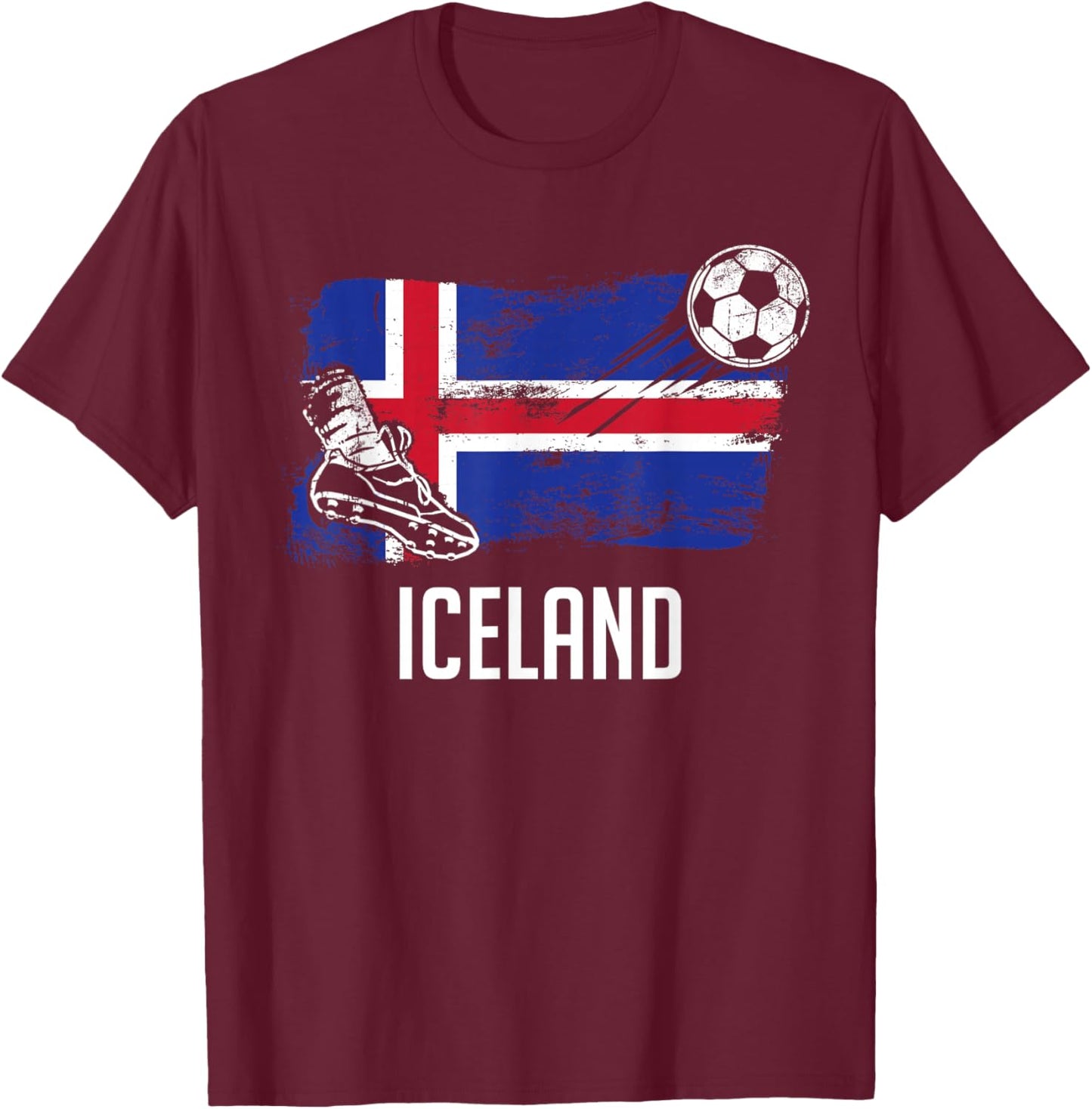 Iceland Flag Jersey Icelandic Soccer Team Icelandic T-Shirt - T-Shirt | Maroon