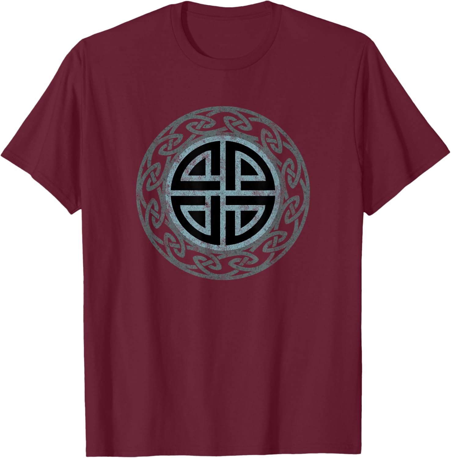 Vintage Protection Shield Knot Celtic Norse Vikings Health T-Shirt - T-Shirt | Maroon