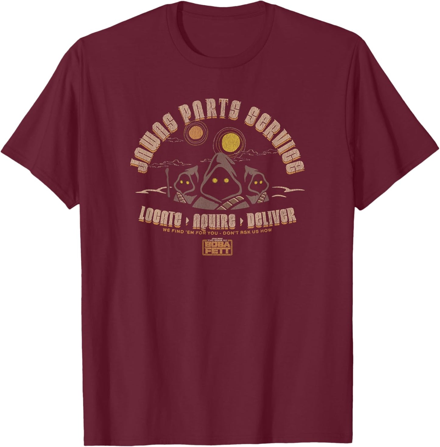Star Wars: Book of Boba Fett Jawas Parts Service Double Sun T-Shirt - T-Shirt | Maroon