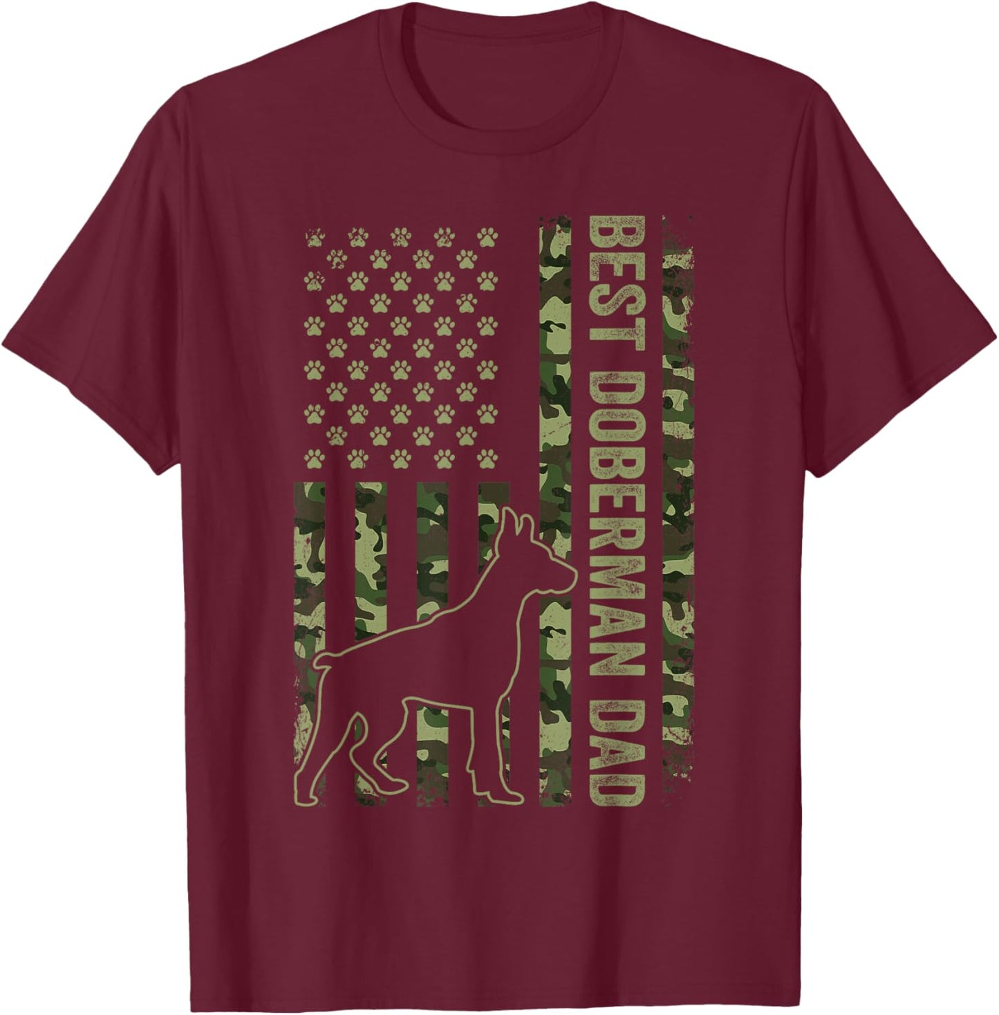 American Flag Best Doberman Dad Ever Dog Dad T-Shirt - T-Shirt | Maroon