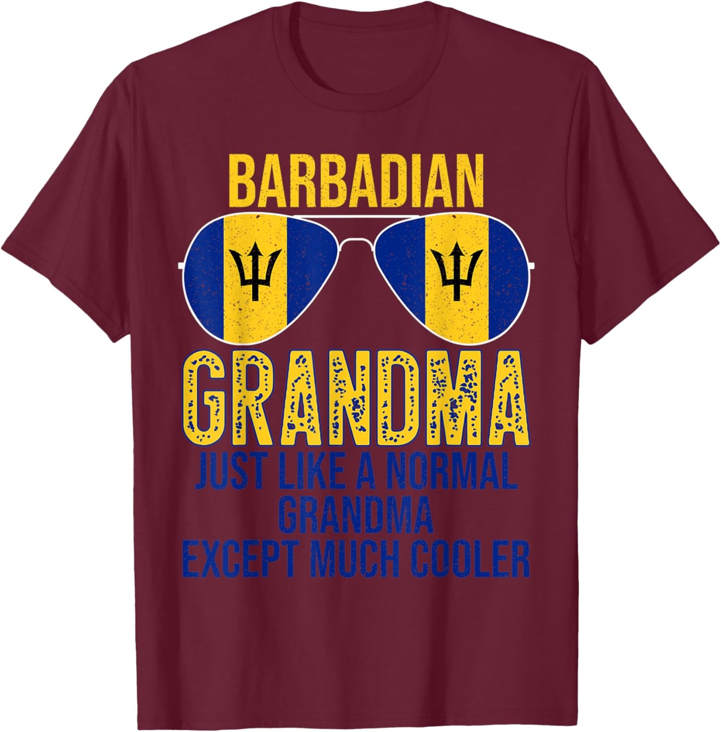 Barbadian Grandma Barbados Flag Sunglasses Mother's Day T-Shirt - T-Shirt | Maroon