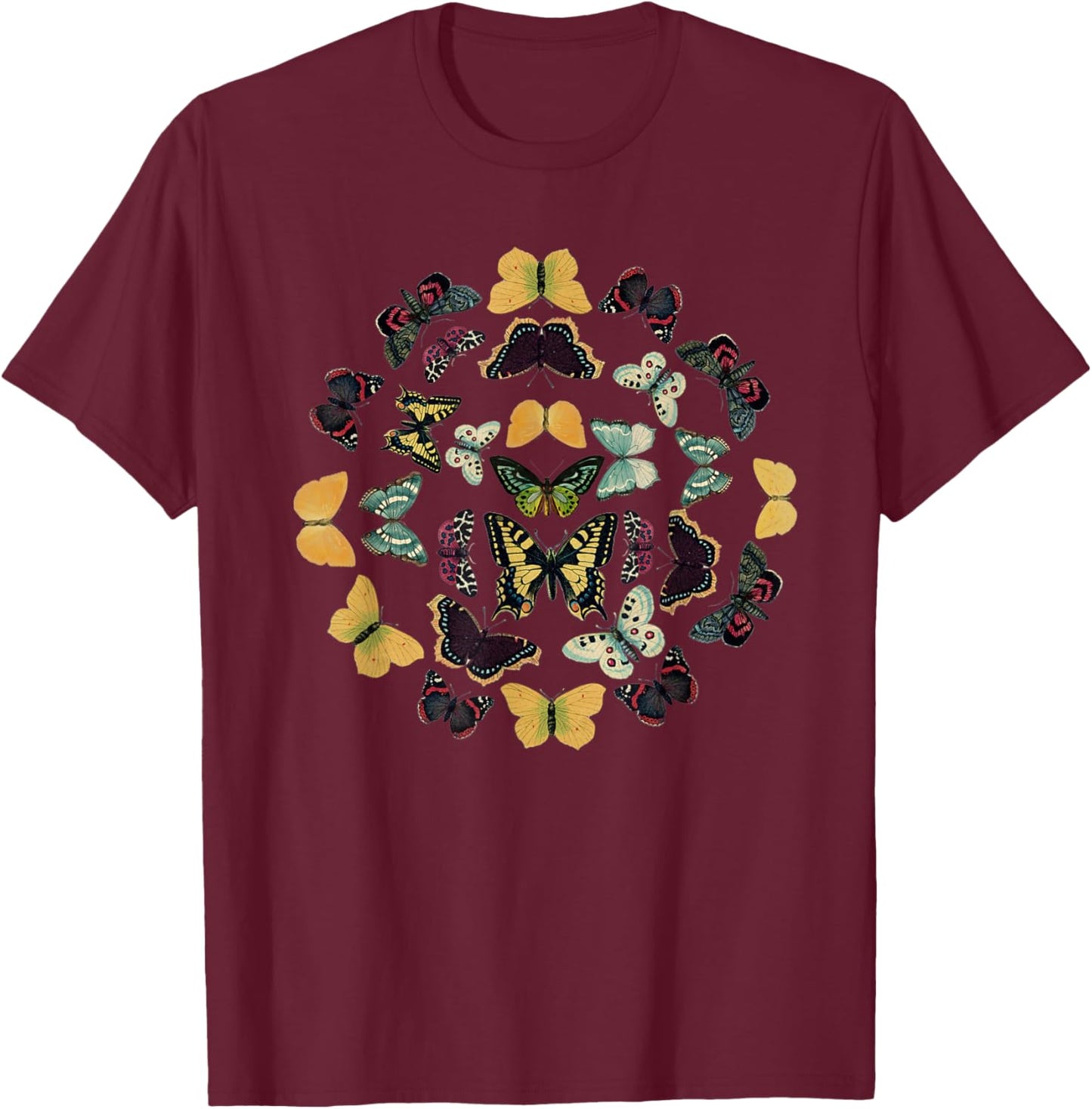Vintage Butterfly and Moth , environmental T-Shirt - T-Shirt | Maroon