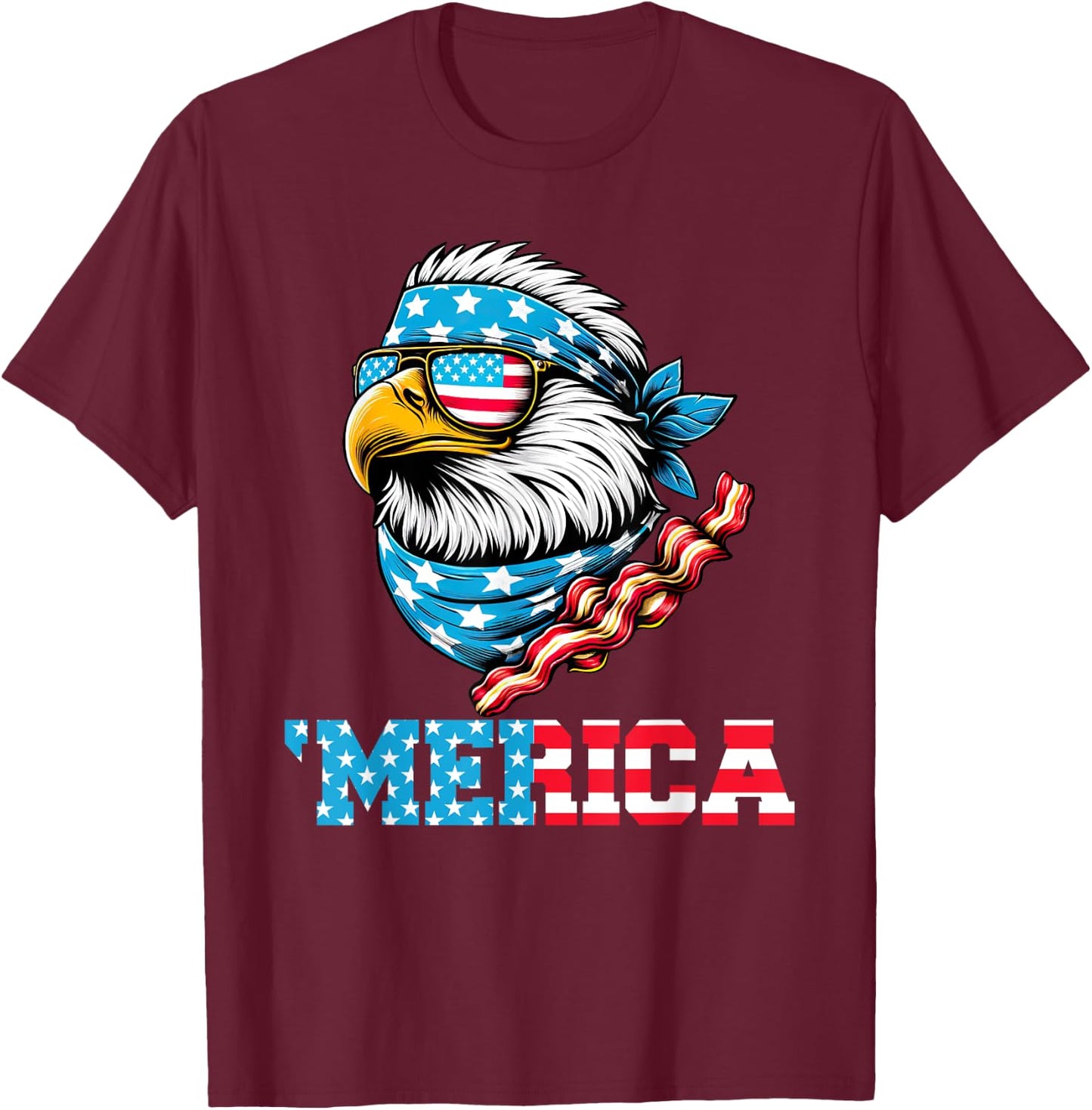 Merican Patriotic Apparel July 4th Celebrations USA Pride T-Shirt - T-Shirt | Maroon
