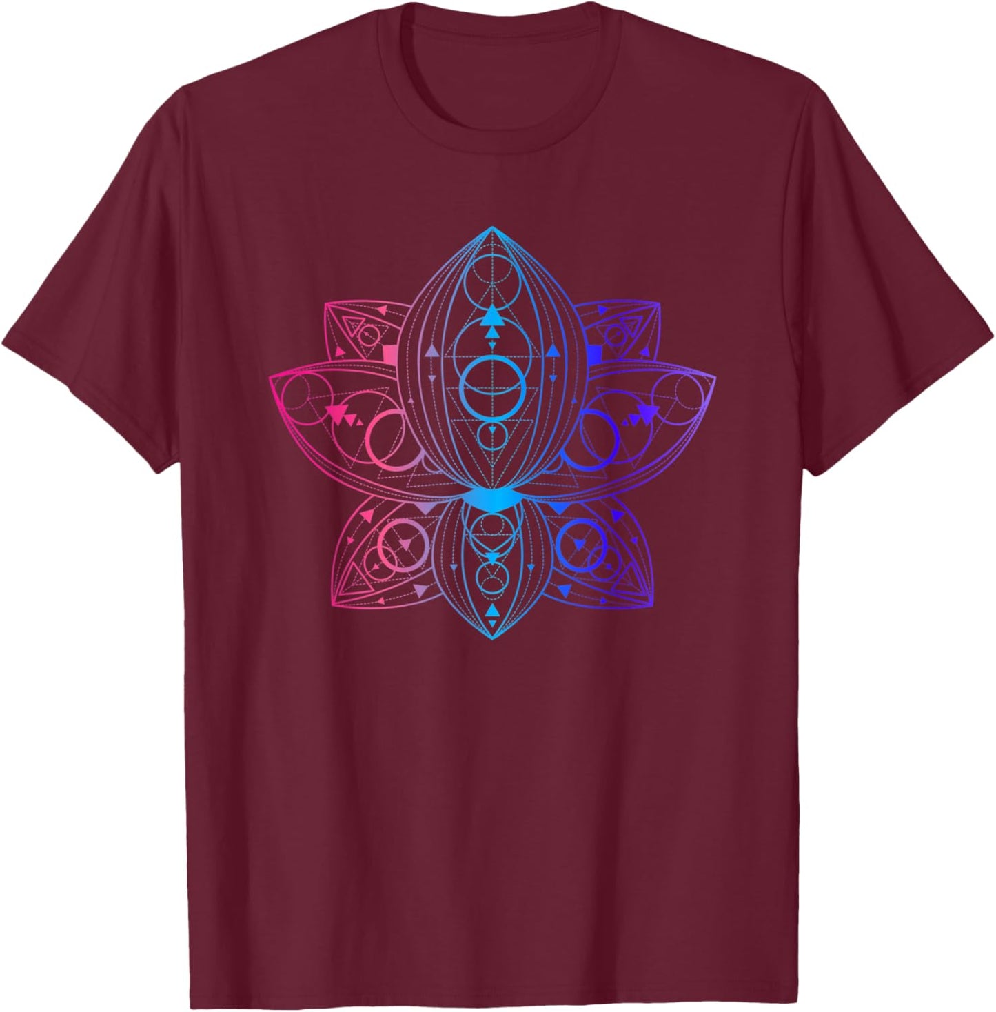 Sacred Geometry Lotus Art Good Vibes Only Yoga T-Shirt - T-Shirt | Maroon