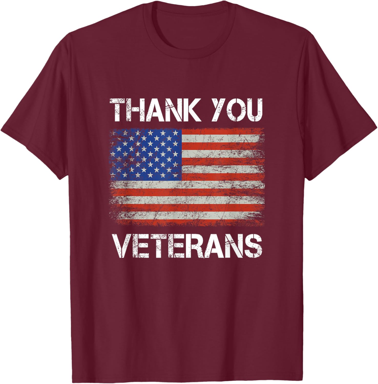 Thank You veterans American Flag - Patriotic Kids Men Women T-Shirt - T-Shirt | Maroon