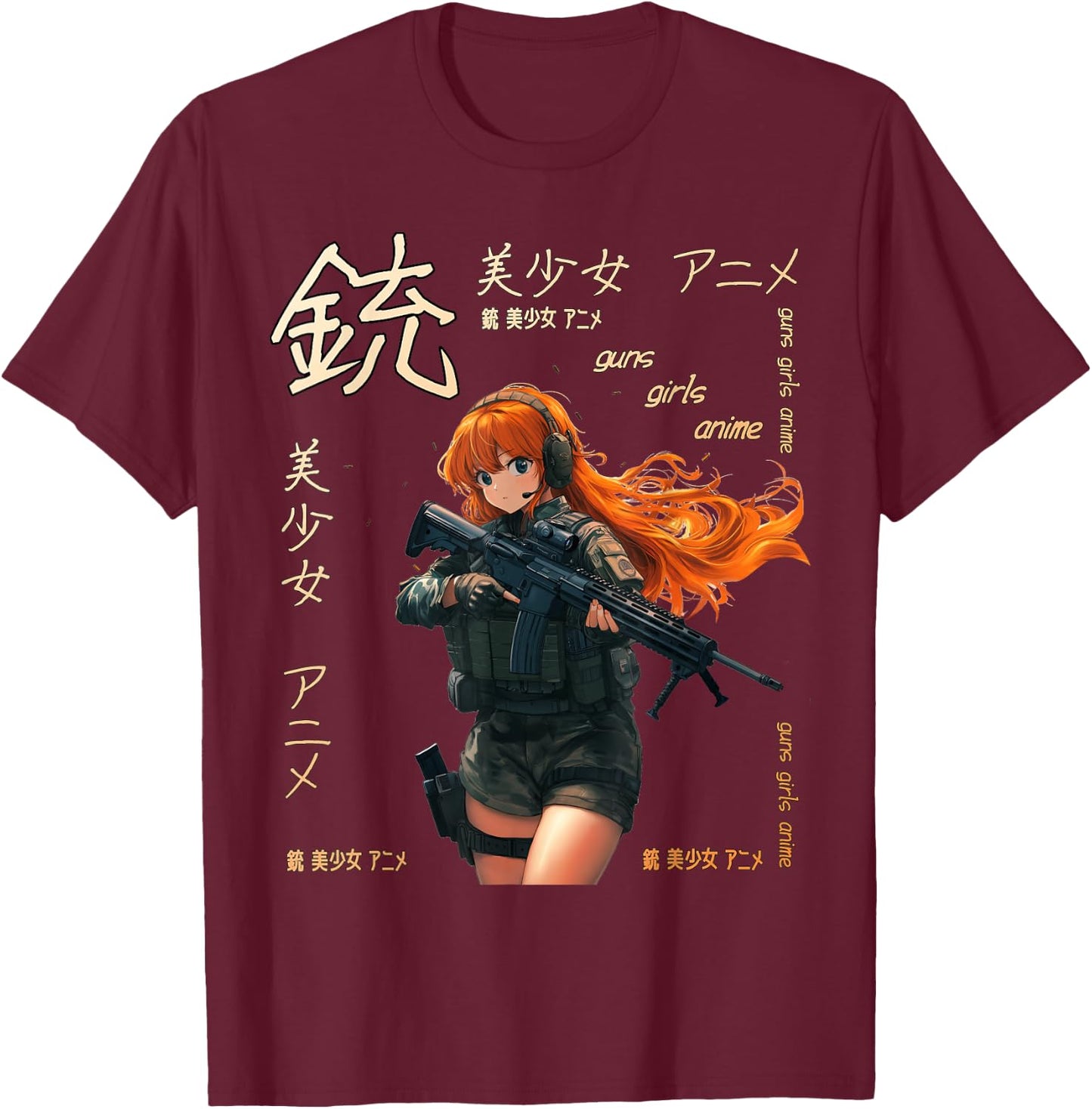 Anime Waifu Graphic T-Shirt - T-Shirt | Maroon