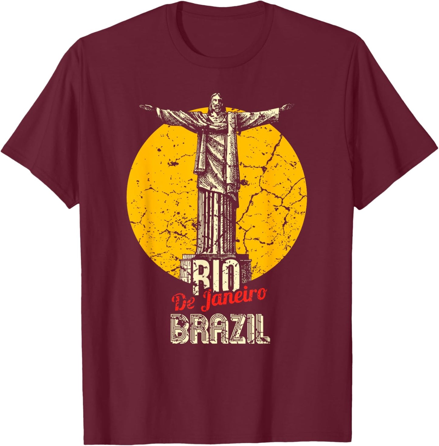 Rio de Janeiro Brazil Brazilian Christ the Redeemer Statue T-Shirt - T-Shirt | Maroon