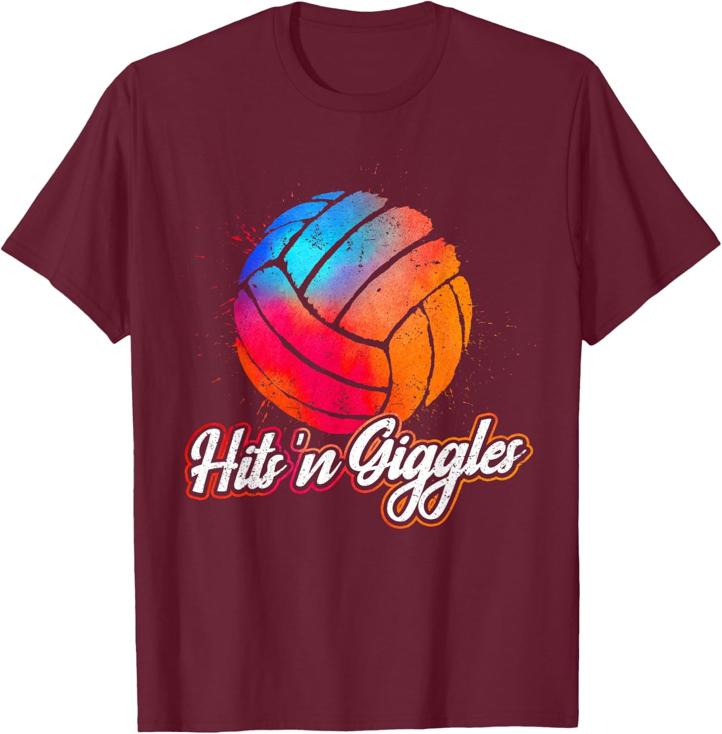 Hits 'n Giggles Volleyball Player Women Volleyball T-Shirt - T-Shirt | Maroon