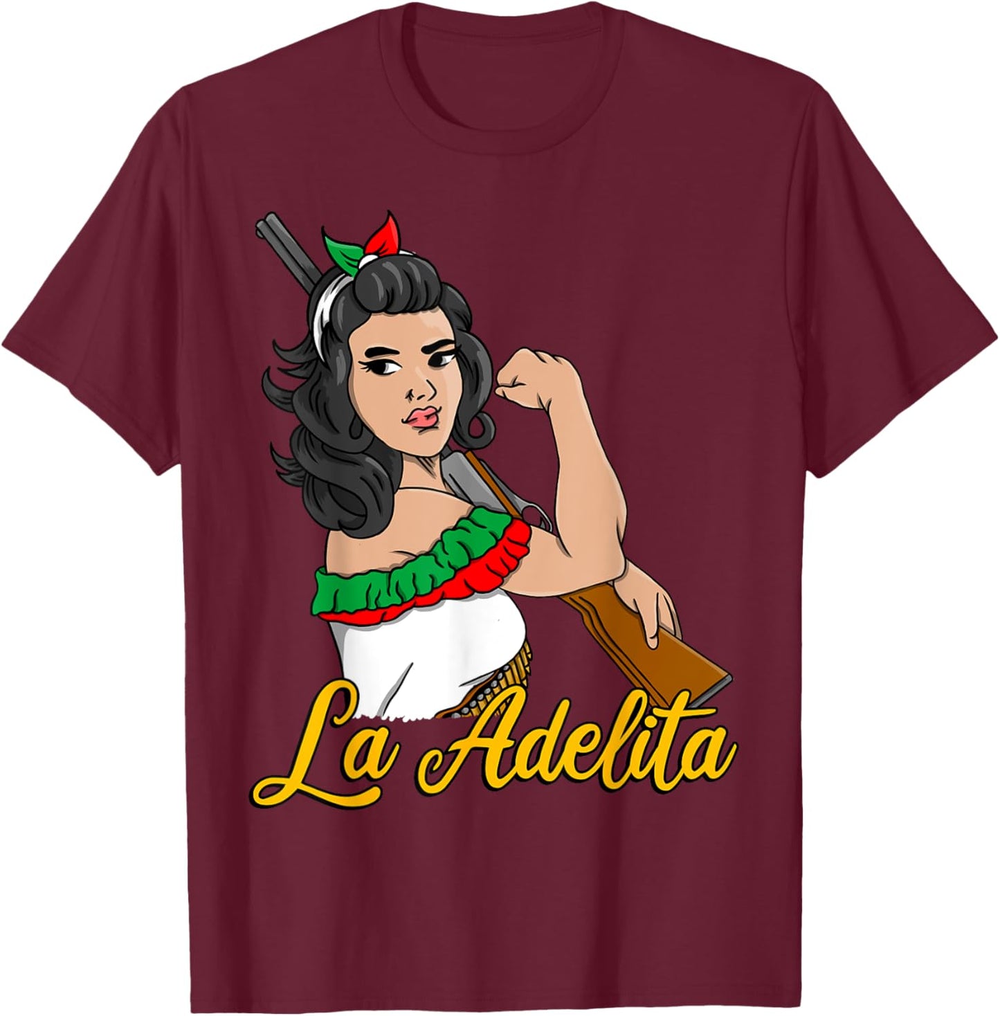 La Adelita Mexican Revolution Soldier La Adelita T-Shirt - T-Shirt | Maroon