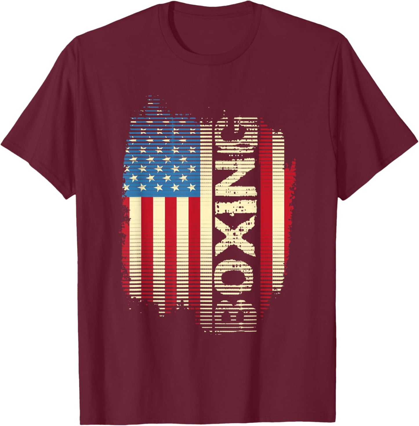 Patriotic USA Flag Boxing Kickboxing Kickboxer Gym Boxer T-Shirt - T-Shirt | Maroon