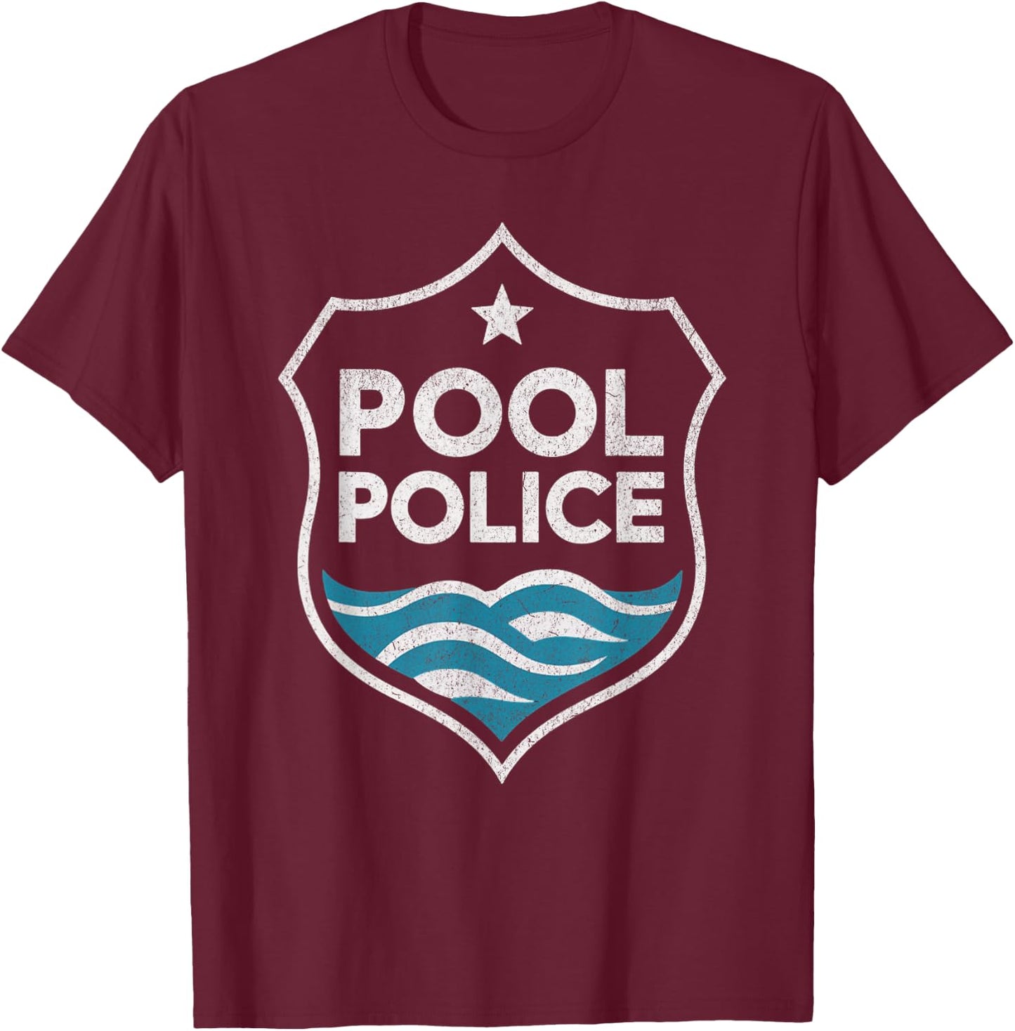 Swimming Poolside Funny Pool Police Graphic T-Shirt - T-Shirt | Maroon