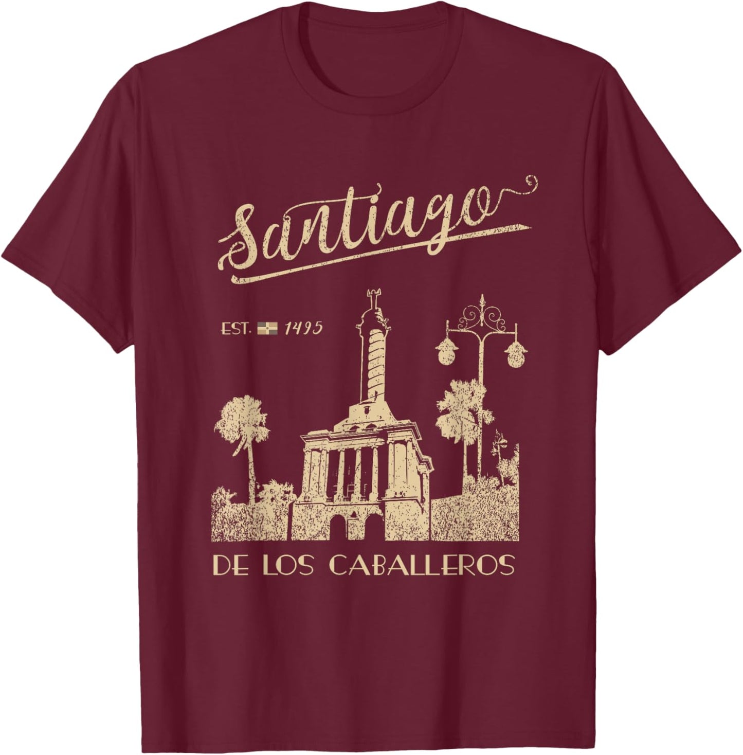 SANTIAGO De Los Caballeros Dominican Republic Vintage T-Shirt - T-Shirt | Maroon