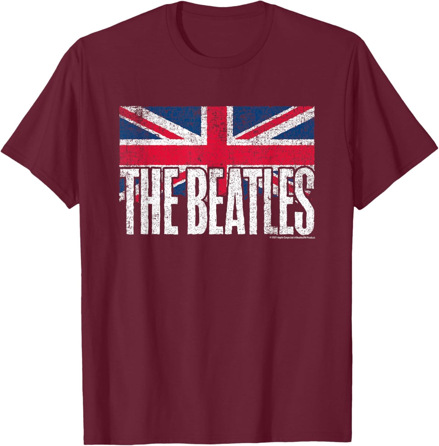 The Beatles - UK Flag T-Shirt - T-Shirt | Maroon