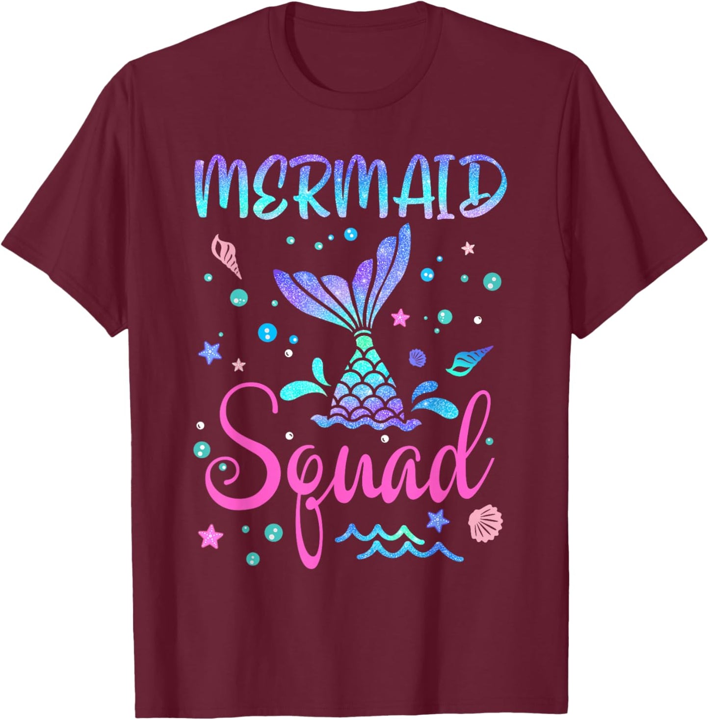 Mermaid Squad Of The Birthday Mermaid Tail Family Matching T-Shirt - T-Shirt | Maroon