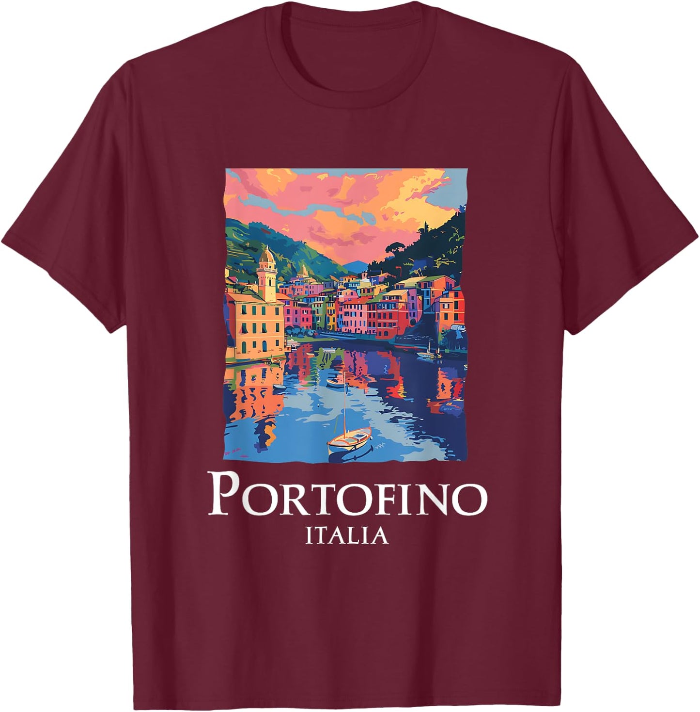 Italy Portofino Souvenir / Portofino T-Shirt - T-Shirt | Maroon