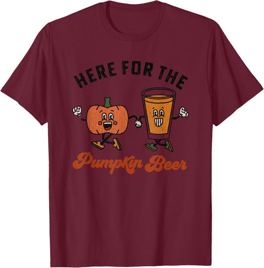 Vintage Here For The Pumpkin Beer Festival Pumpkin Beer T-Shirt - T-Shirt | Maroon