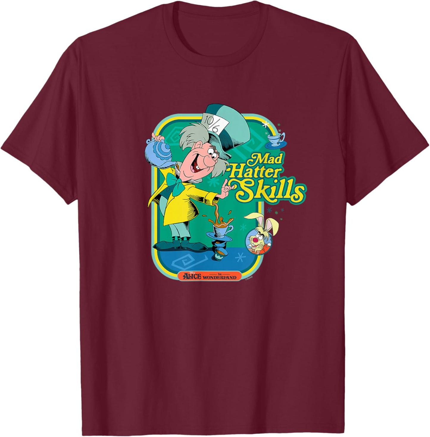 Alice in Wonderland - Mad Hatter Skills T-Shirt - T-Shirt | Maroon
