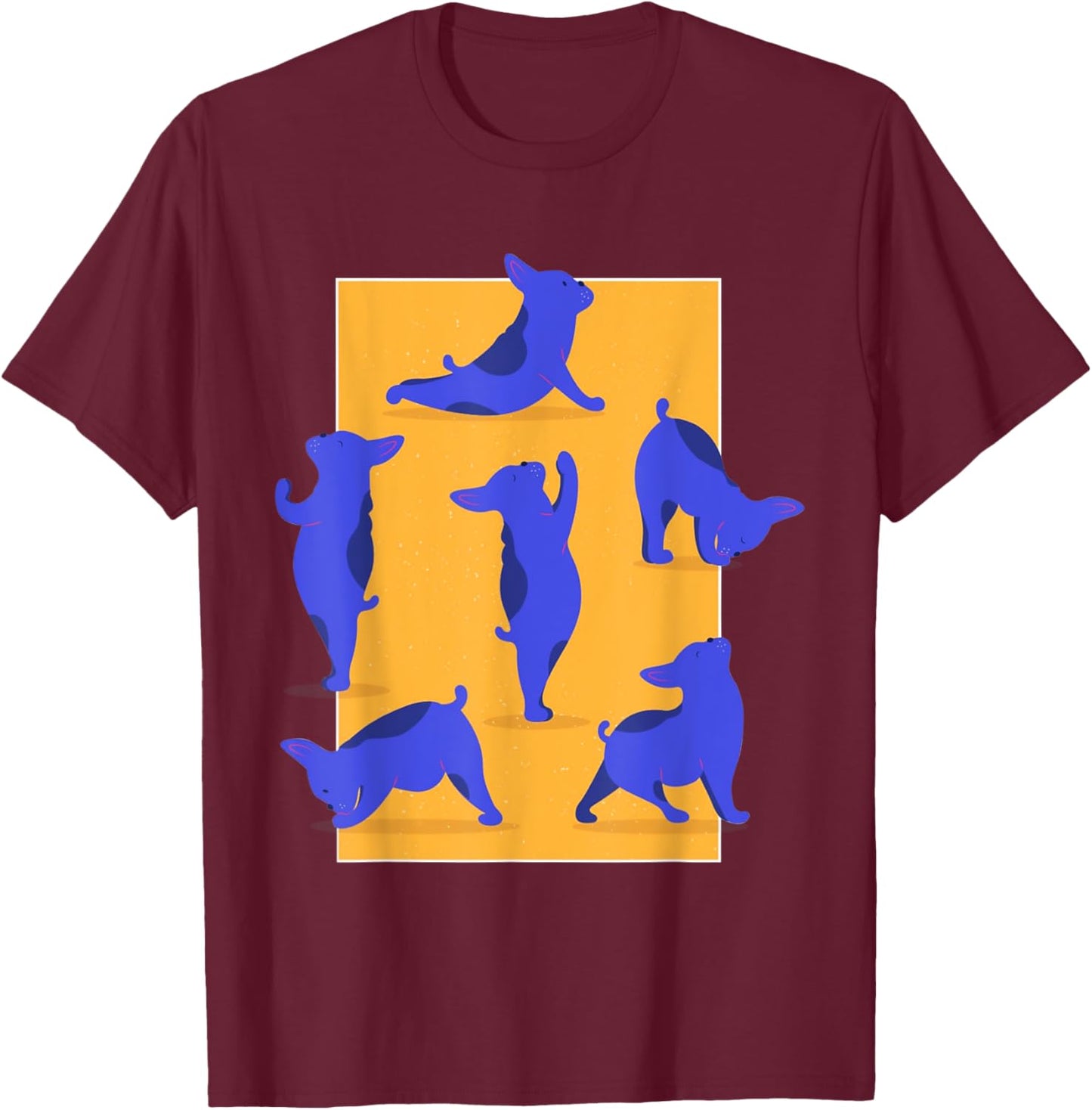 French Bulldog Yoga T-Shirt - T-Shirt | Maroon