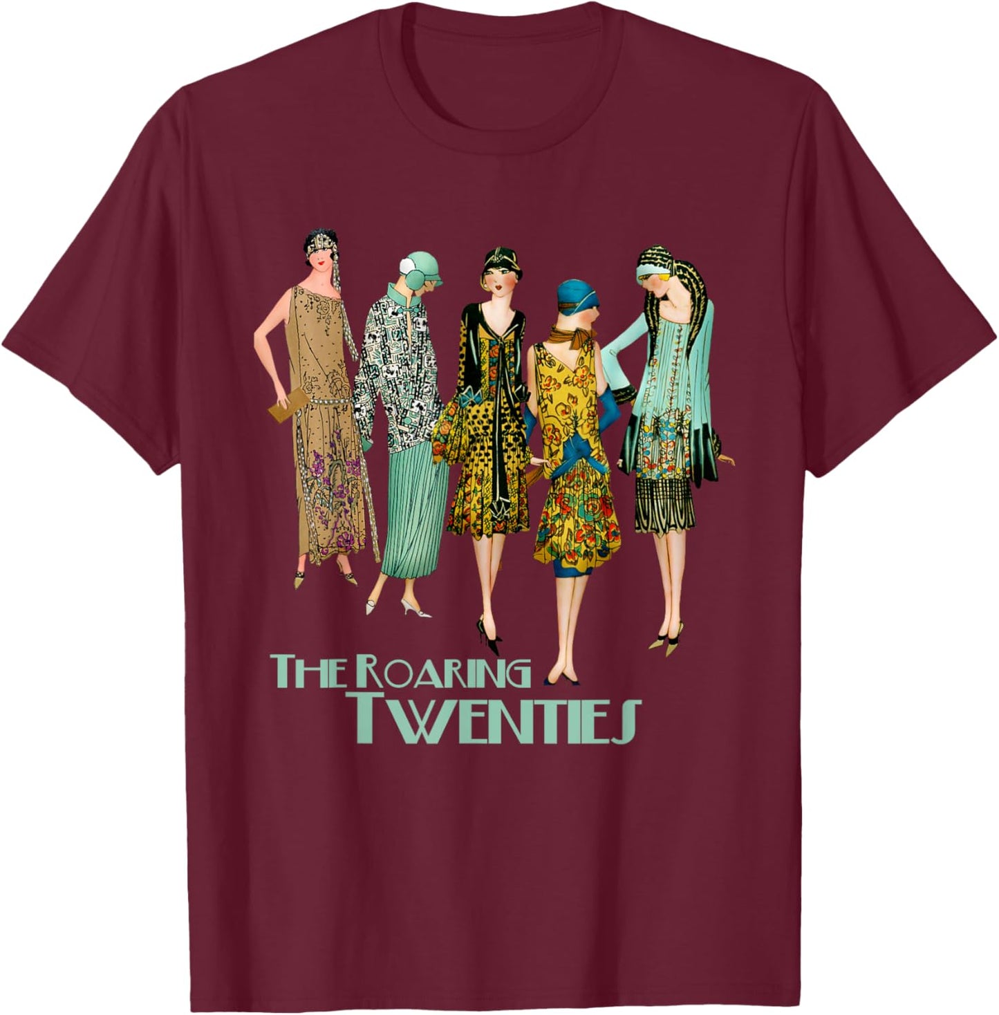 Roaring Twenties Flapper Girls T-Shirt - T-Shirt | Maroon