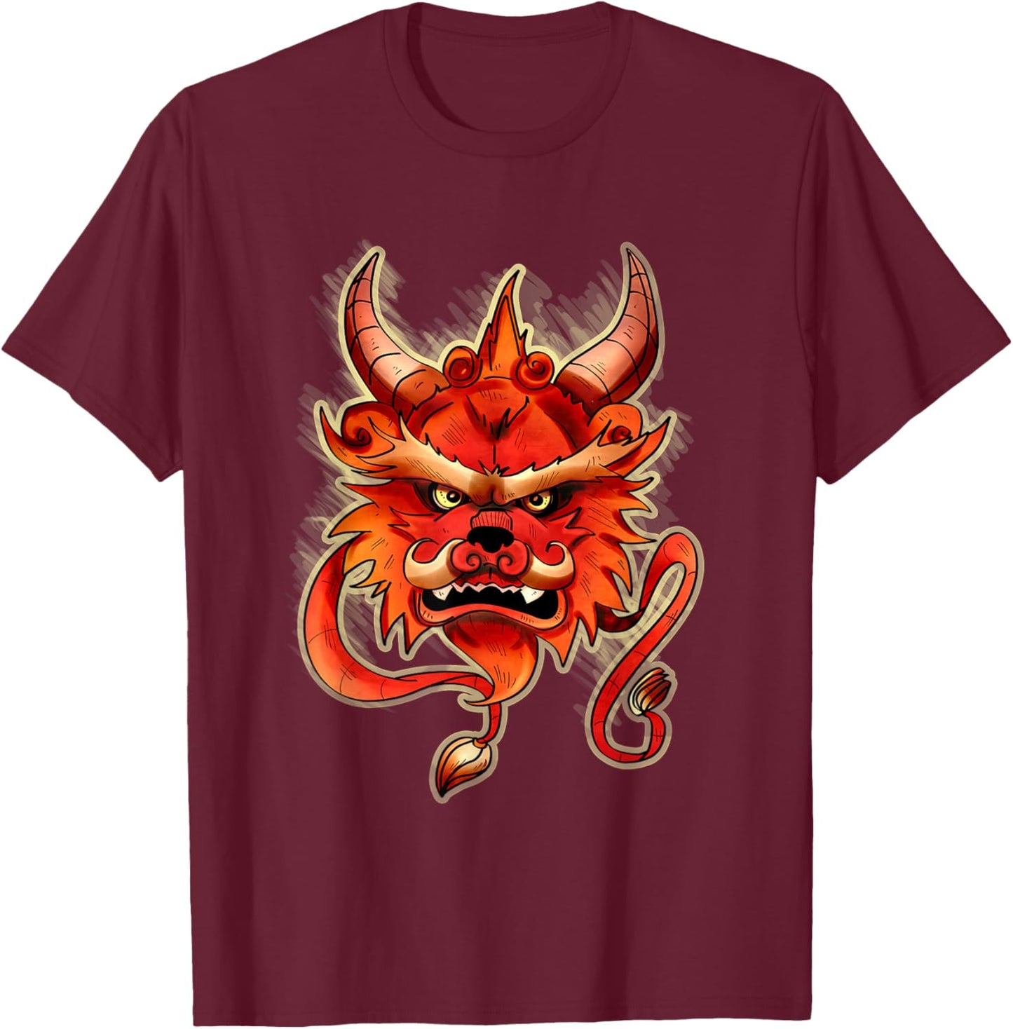 Aesthetic Fierce Gothic Dragon Face Mythical Grunge Monster T-Shirt - T-Shirt | Maroon