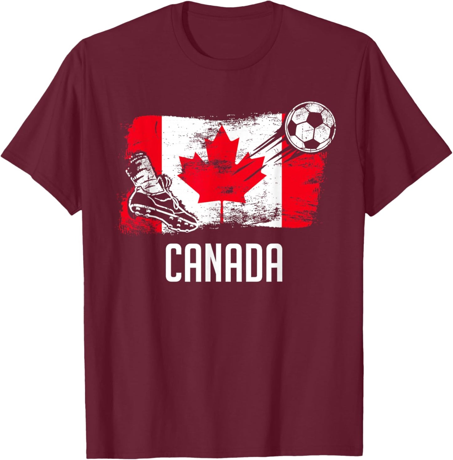 Canada Flag Jersey Canadian Soccer Team Canadian T-Shirt - T-Shirt | Maroon