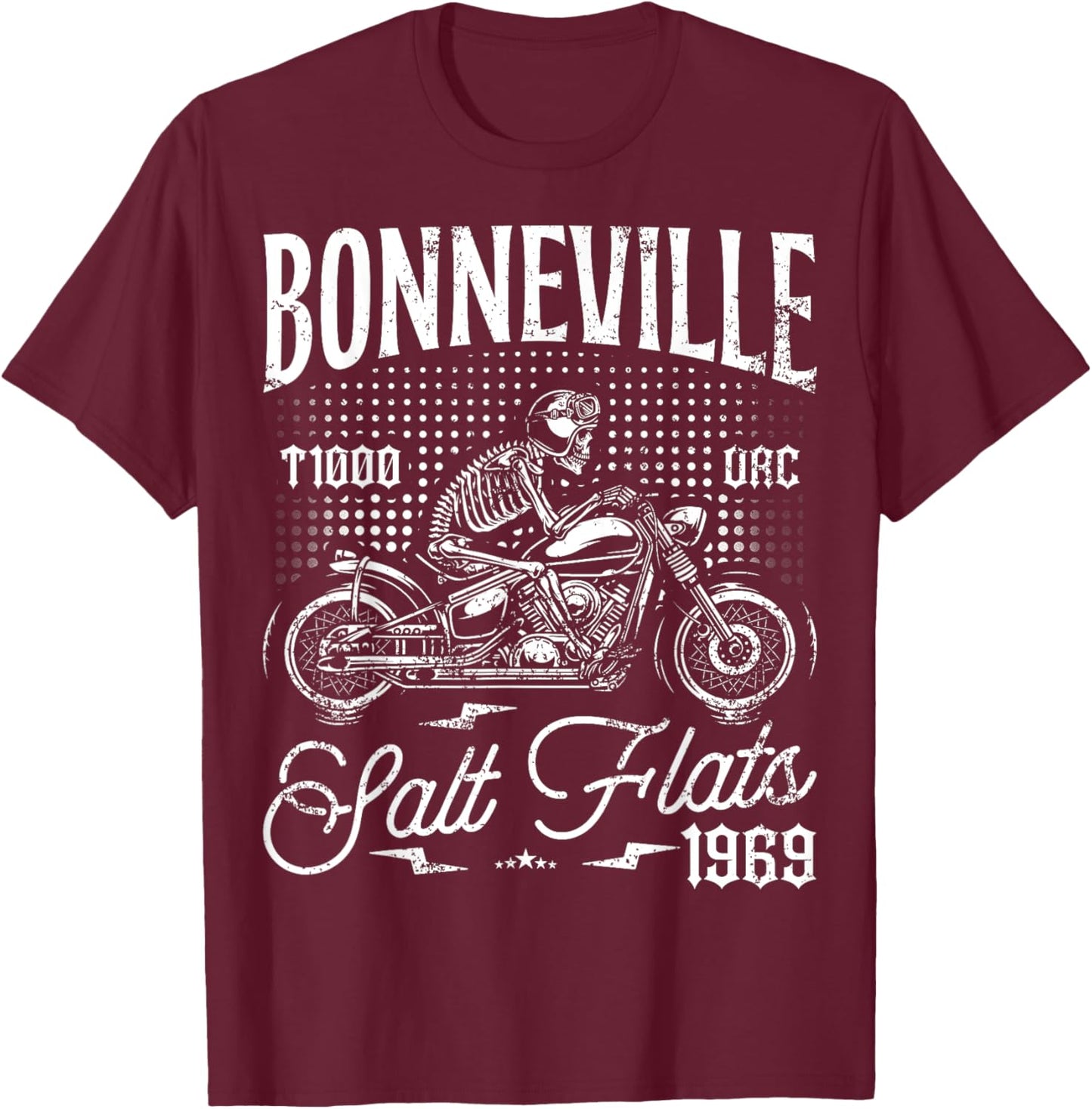 Bonneville Salt Flats Motorcycle Racing Vintage Biker T-Shirt - T-Shirt | Maroon