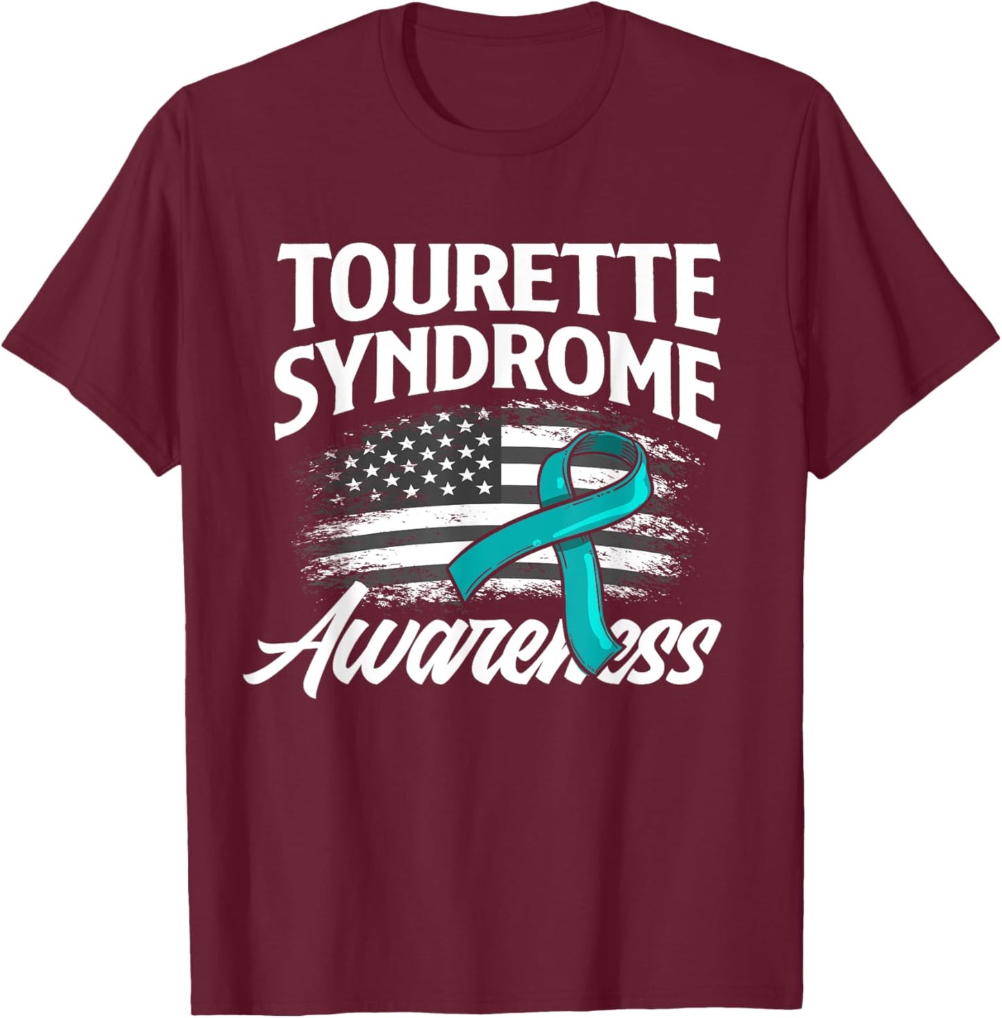 Patriotic US Flag Tourette Syndrome Awareness T-Shirt - T-Shirt | Maroon